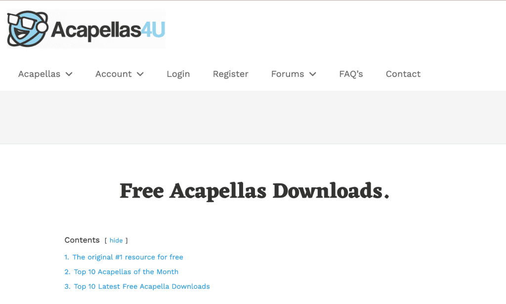 Free Acapella Downloads: Acapellas4U